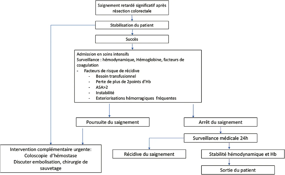 Figure 1. Proposition d’arbre décisionnel pour la gestion de l’hémorragie post polypectomie