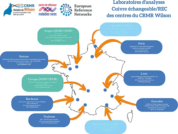 Figure 1A : Liste des laboratoires réalisant le dosage du cuivre échangeable (mise à jour décembre 2022)