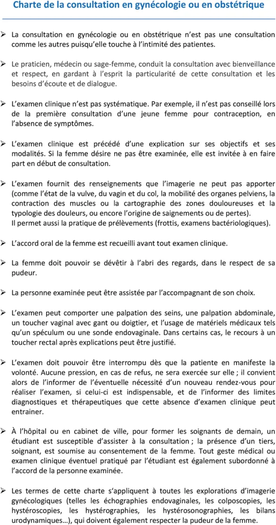 Figure 3 : Charte de la consultation en gynécologie-obstétrique (2021)